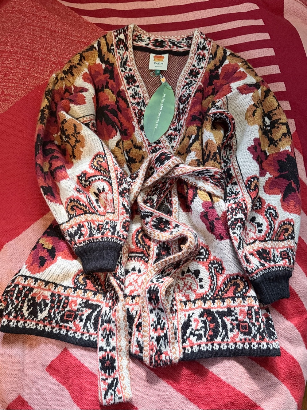 NWT Farm Rio belted cardigan